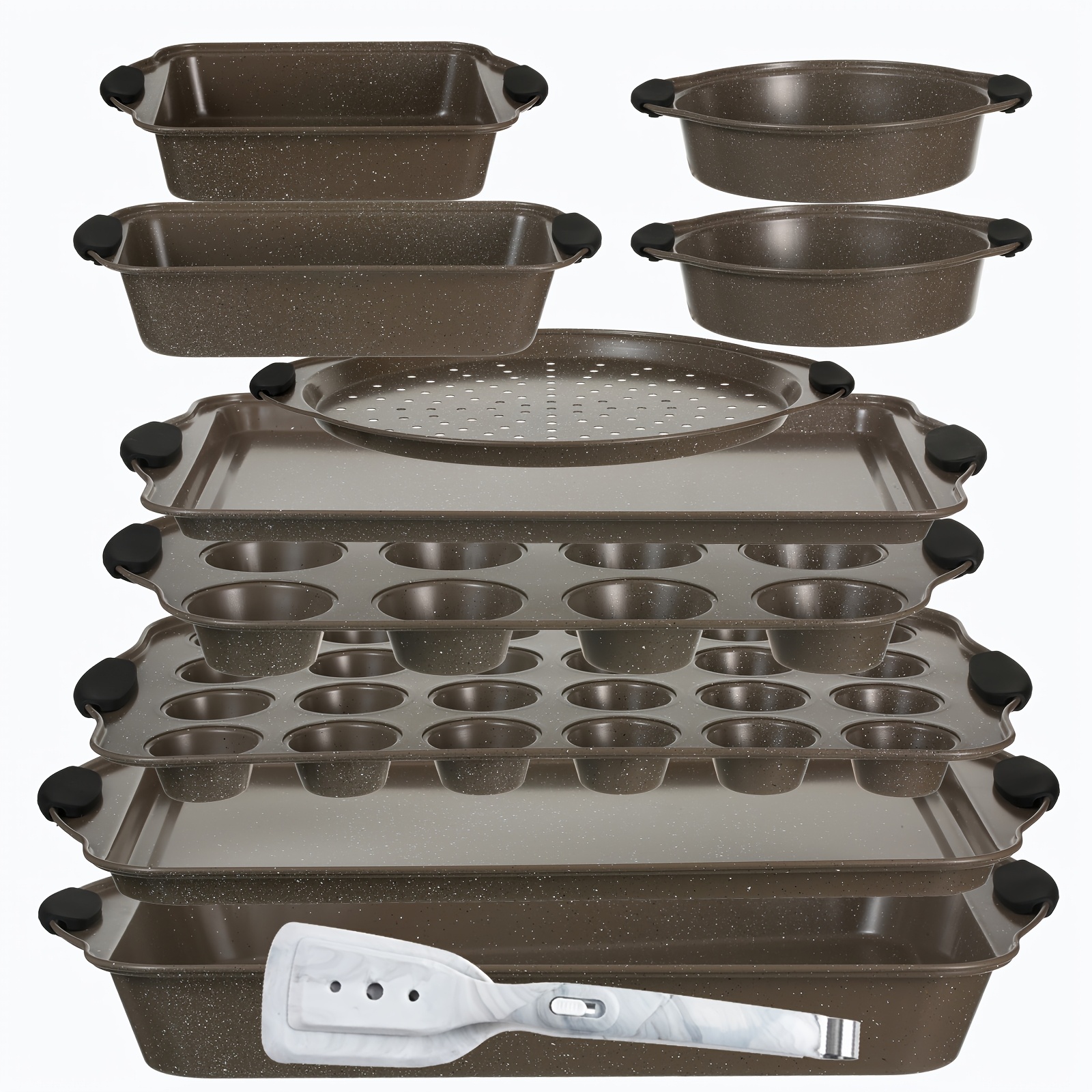 Kitchen Baking Tray Set - Bakeware11pcs Baking Tray Set Coffee Colored