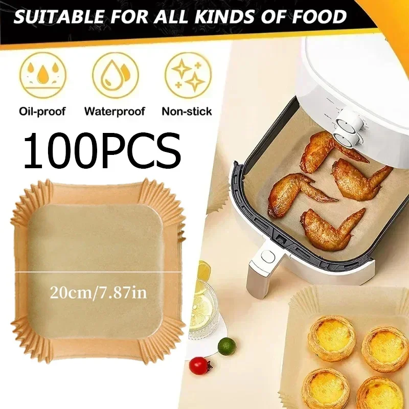 Kitchen Baking Trays - 100PCS Airfryer Bakpapier Disposable Paper Tray