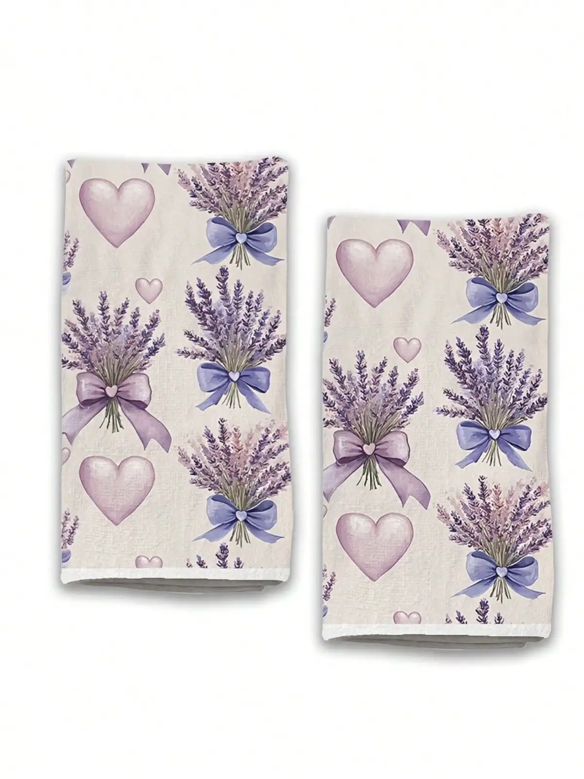 Kitchen Baking Decor - 2pcs Valentine's Day Lavender Botanical Pattern