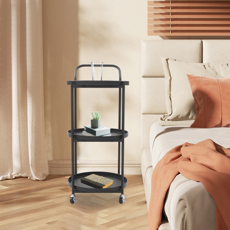 Kitchen Baking Cart - 3-Tier Premium Iron Rolling Bar Cart