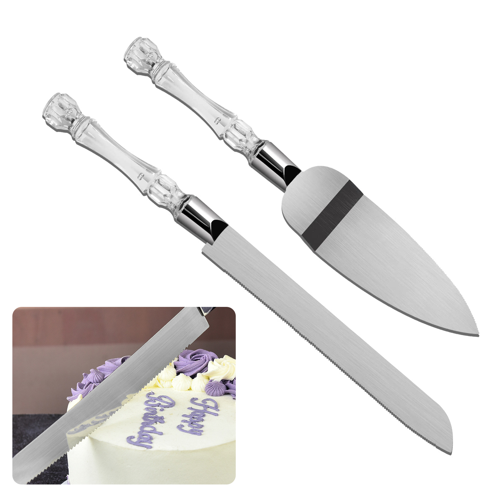 Cake Knife and Server Set Crys - Offset Spatula Set บทวิจารณ์และราคา