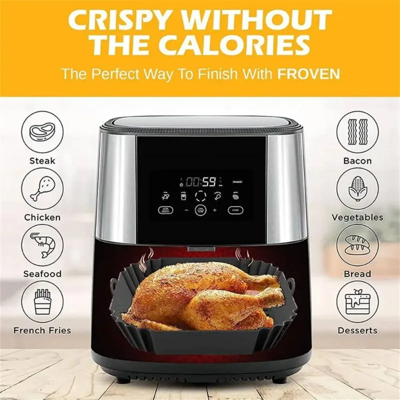 1pc silicone air fryer pot tra - Kitchen Baking Trays บทวิจารณ์และราคา