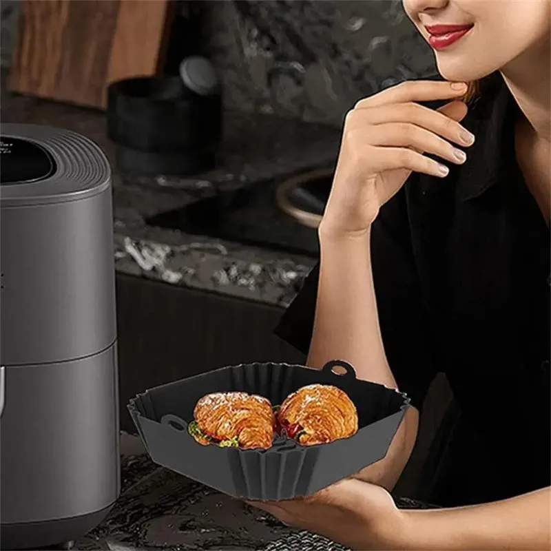 1pc silicone air fryer pot tra - Kitchen Baking Trays บทวิจารณ์และราคา