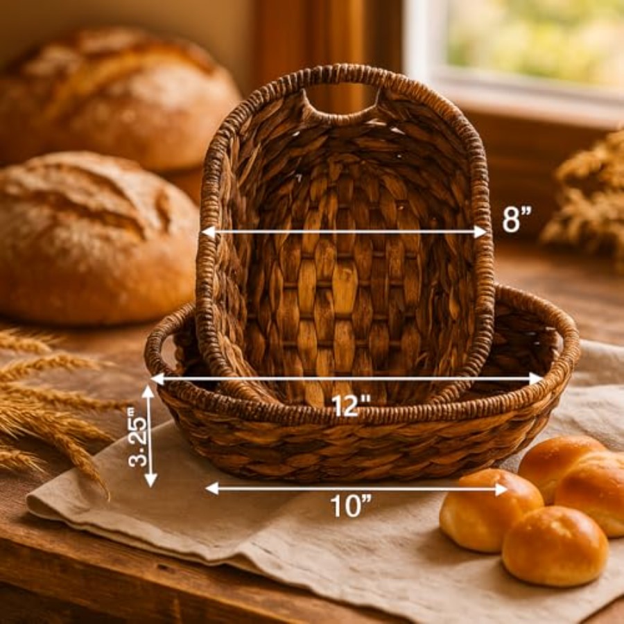 Handwoven Oval Wicker Baskets  - Kitchen Baking Decor บทวิจารณ์และราคา