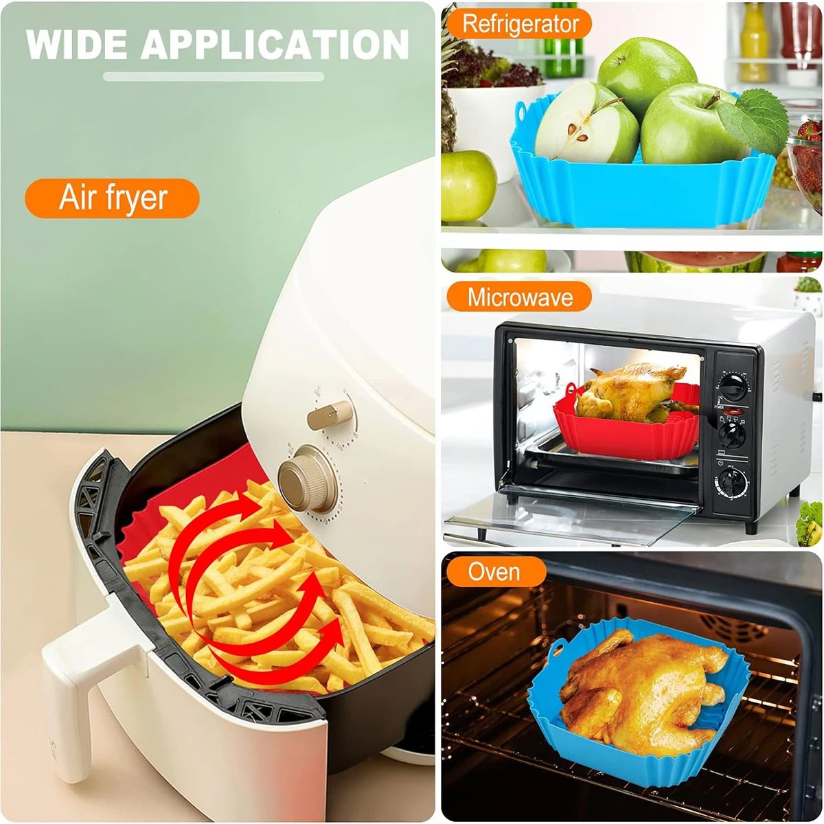 Air Fryer Silicone Liners Pot  - Kitchen Baking Trays บทวิจารณ์และราคา