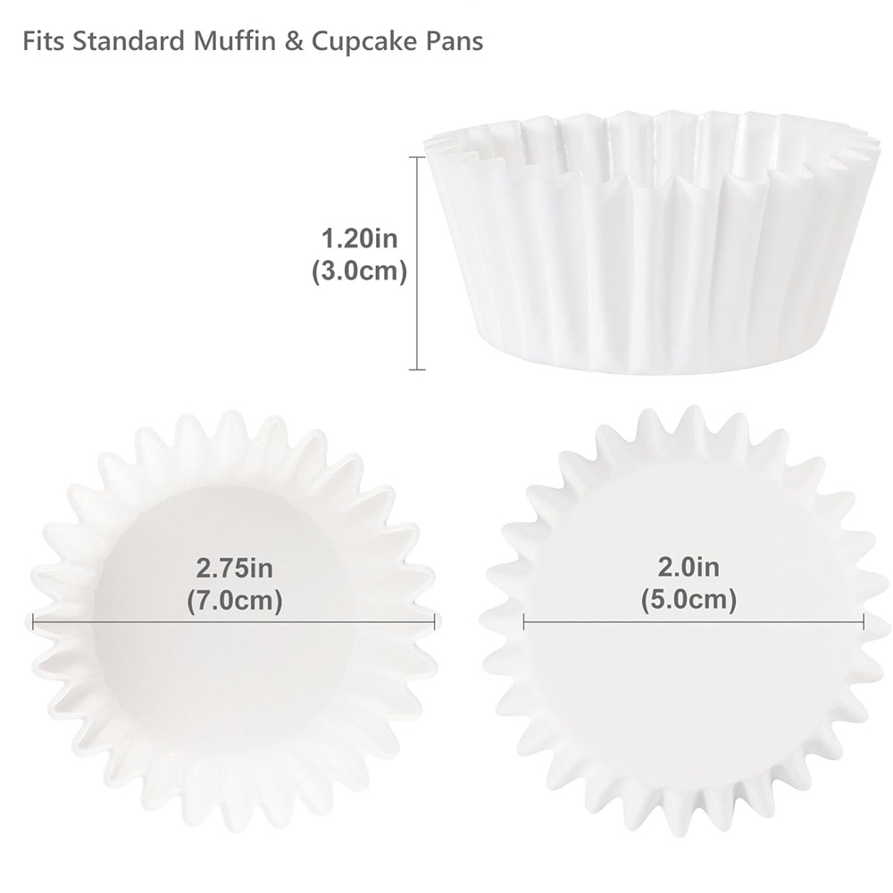 200pcsWhite Cupcake Liners Non - Kitchen Baking Sheets บทวิจารณ์และราคา