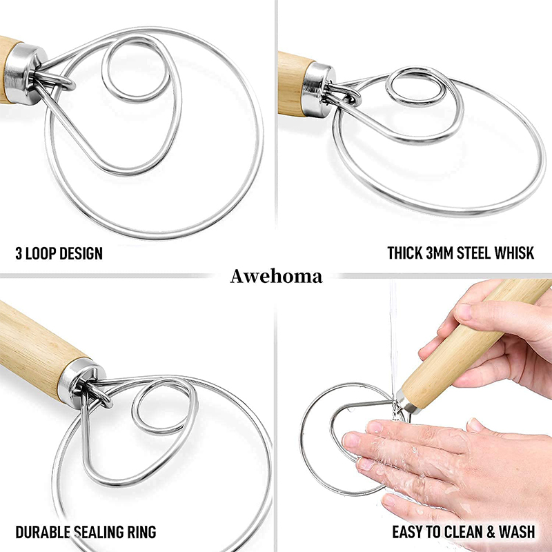 Large Hand Danish Dough Whisk  - Kitchen Baking Blender บทวิจารณ์และราคา