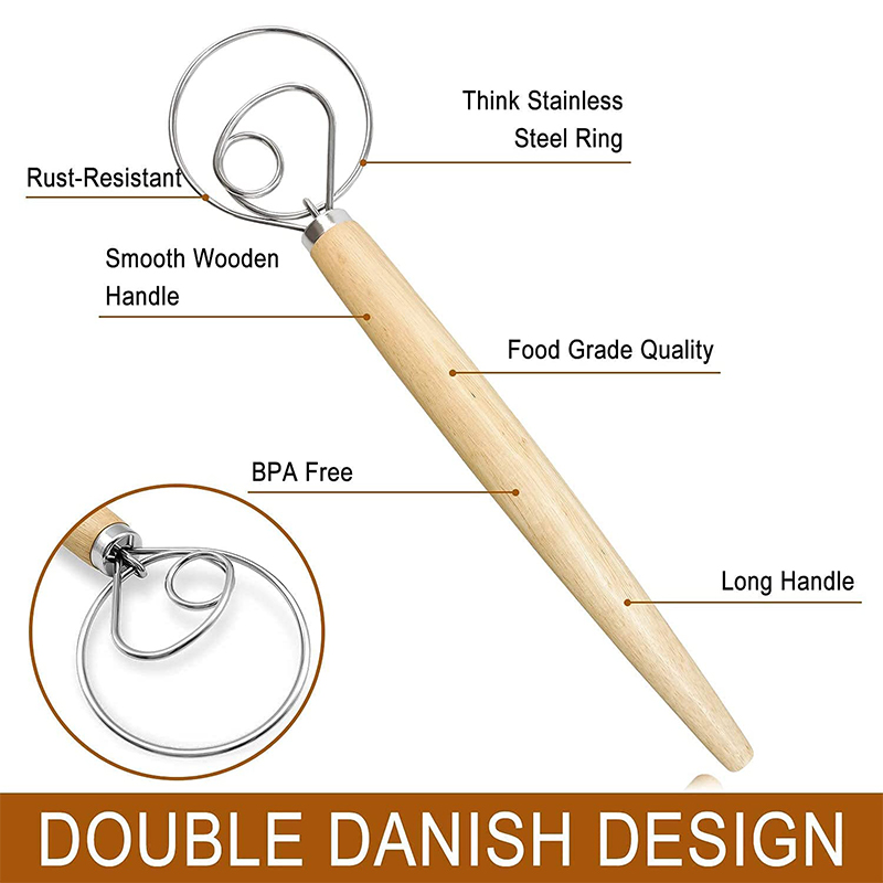 Large Hand Danish Dough Whisk  - Kitchen Baking Blender บทวิจารณ์และราคา