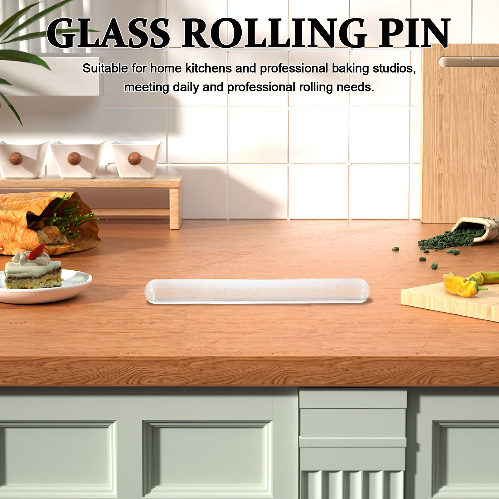 Clear Solid Glass Rolling Pin  - Kitchen Roller Baking บทวิจารณ์และราคา