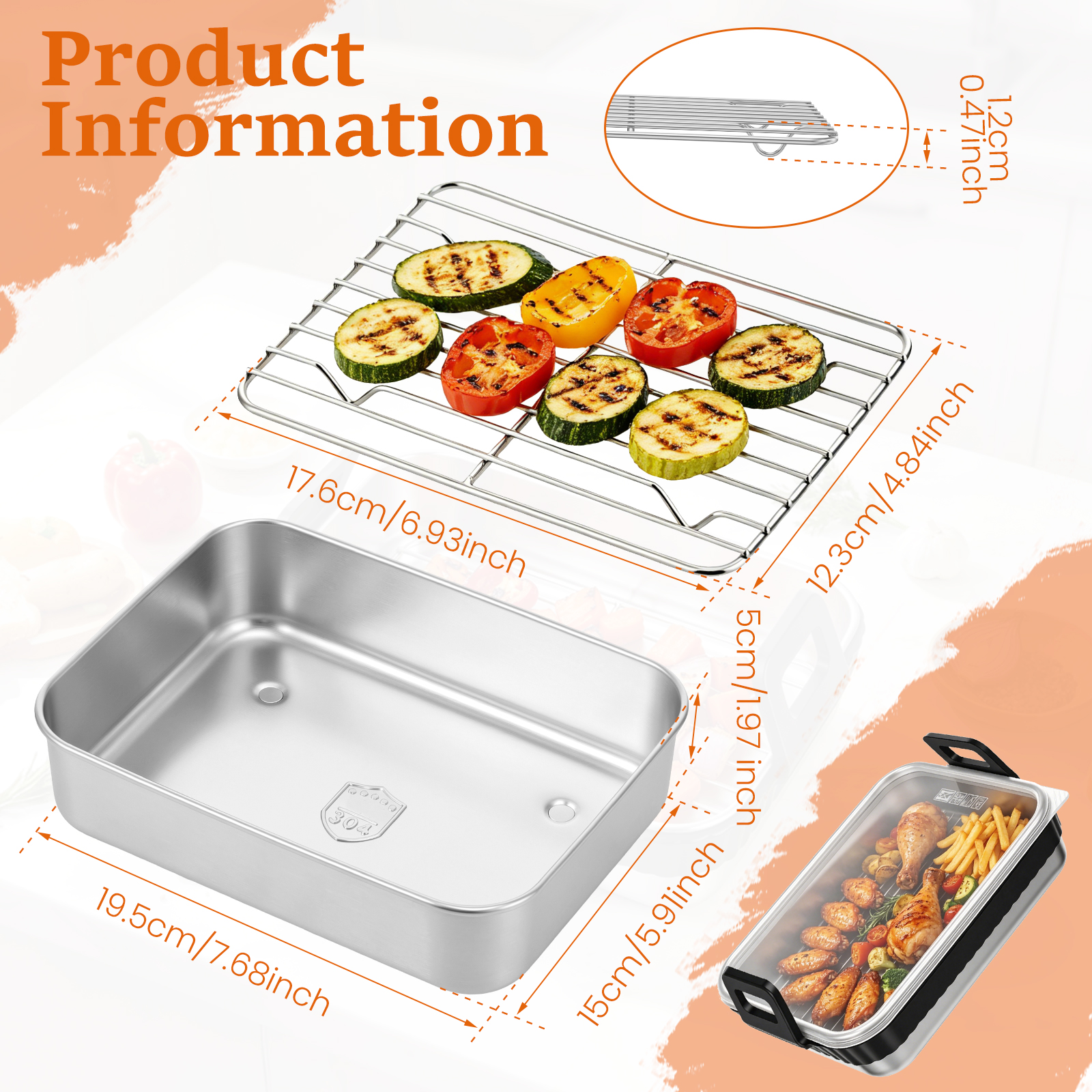 Stainless Steel Baking Pan wit - Kitchen Baking Rack บทวิจารณ์และราคา