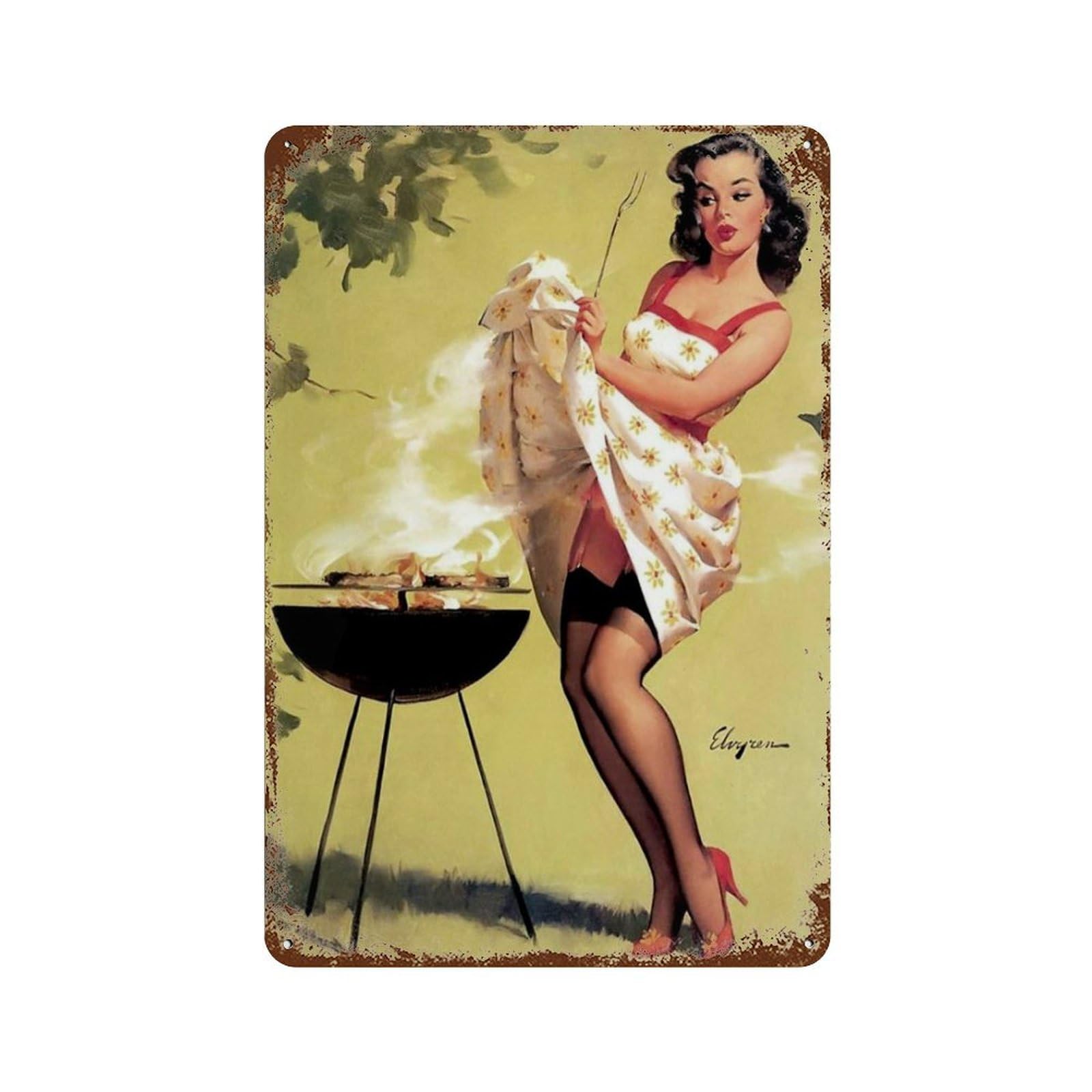 Retro Tin Sign Sexy Pin Up Gir - Kitchen Up บทวิจารณ์และราคา
