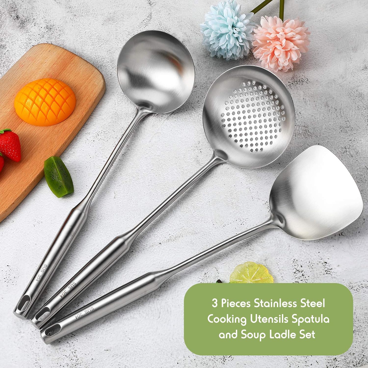 Wok Spatula, Ladle and Large S - Offset Spatula Set บทวิจารณ์และราคา