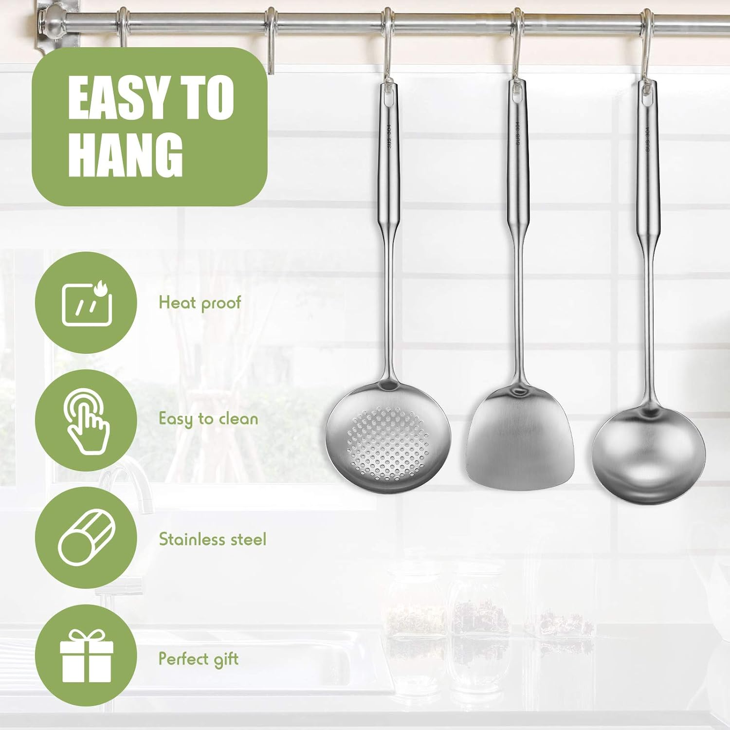 Wok Spatula, Ladle and Large S - Offset Spatula Set บทวิจารณ์และราคา