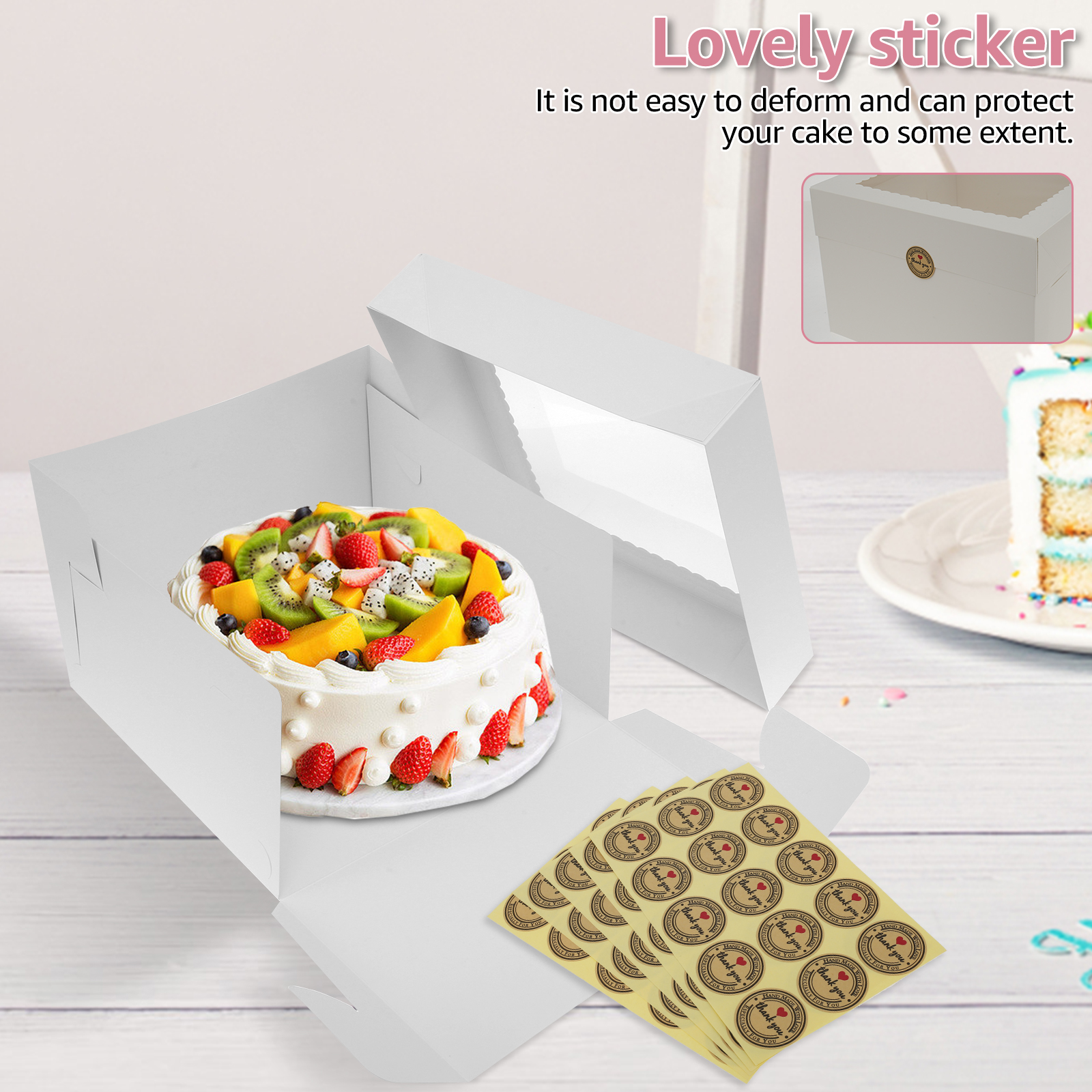 10Pcs White Bakery Boxes with  - Kitchen Tools For Baking บทวิจารณ์และราคา