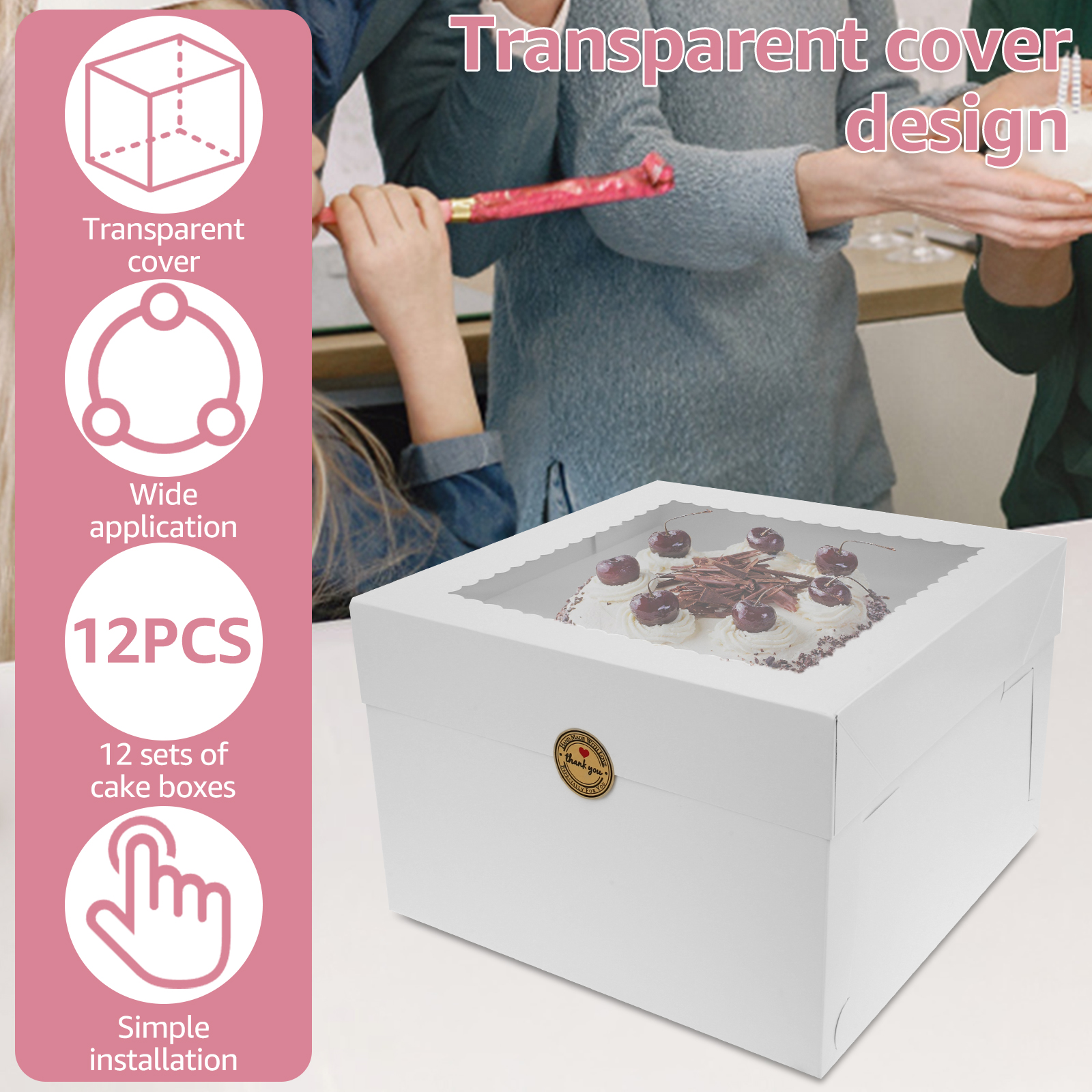 10Pcs White Bakery Boxes with  - Kitchen Tools For Baking บทวิจารณ์และราคา