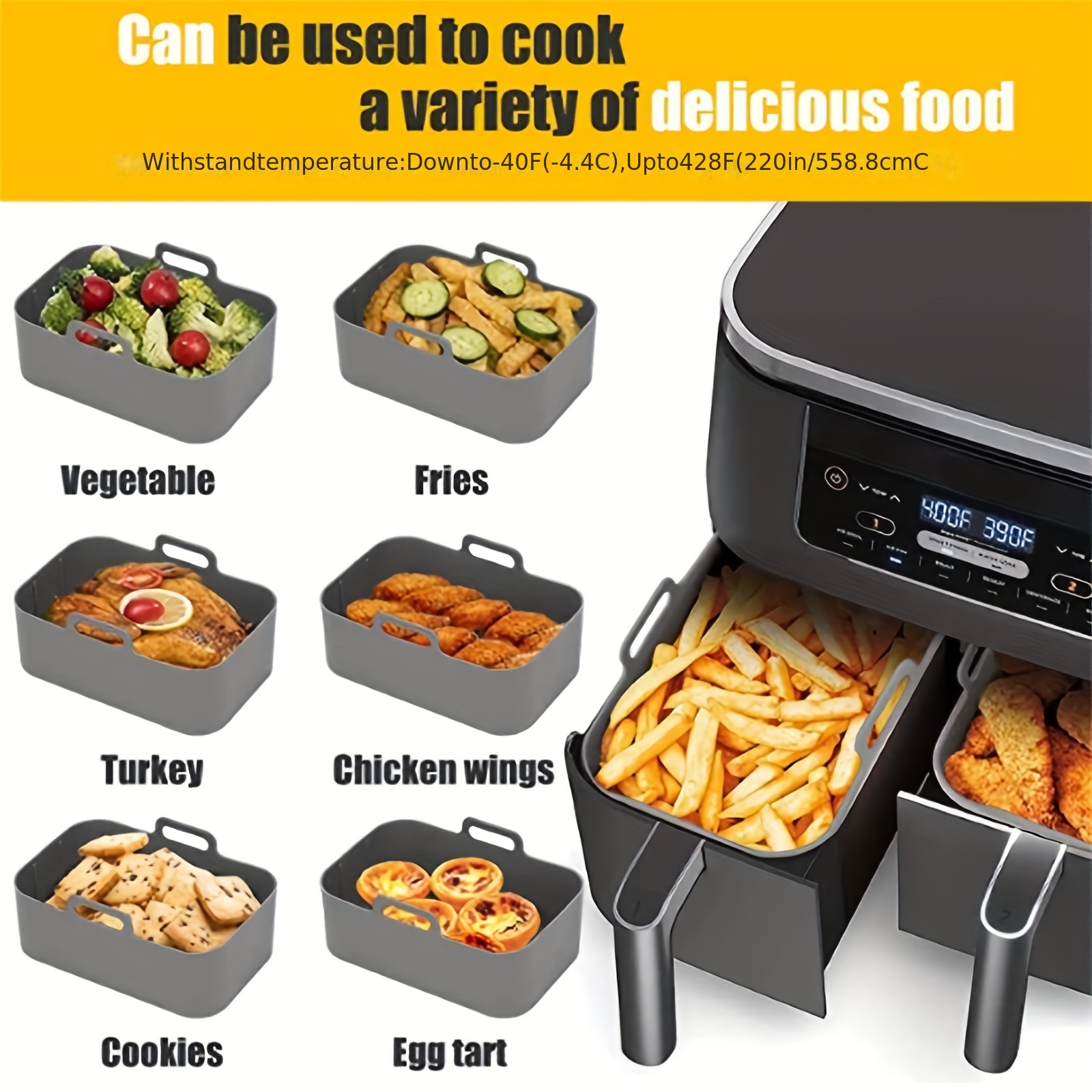1/2Pcs Air Fryer Silicone Tray - Kitchen Baking Trays บทวิจารณ์และราคา