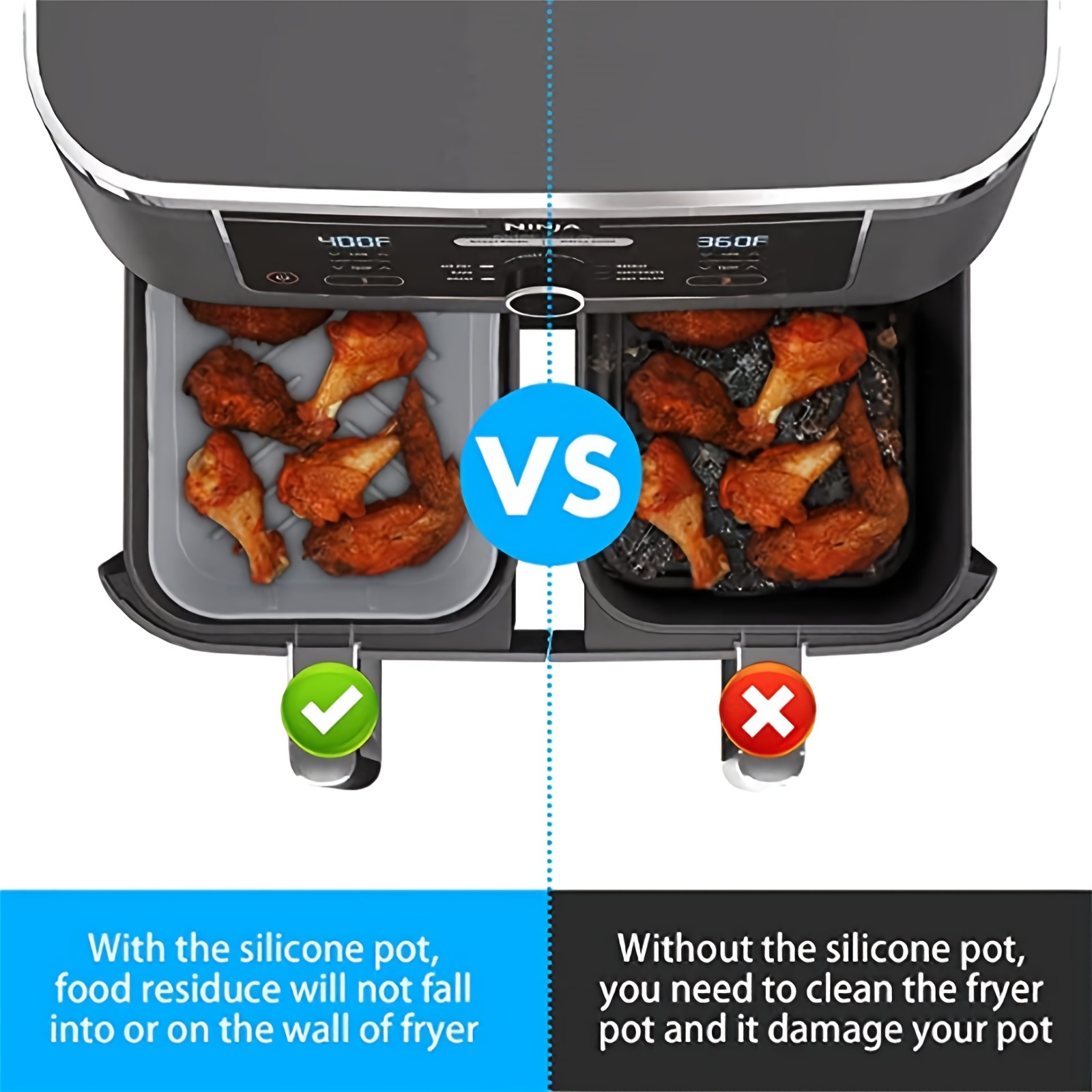 1/2Pcs Air Fryer Silicone Tray - Kitchen Baking Trays บทวิจารณ์และราคา