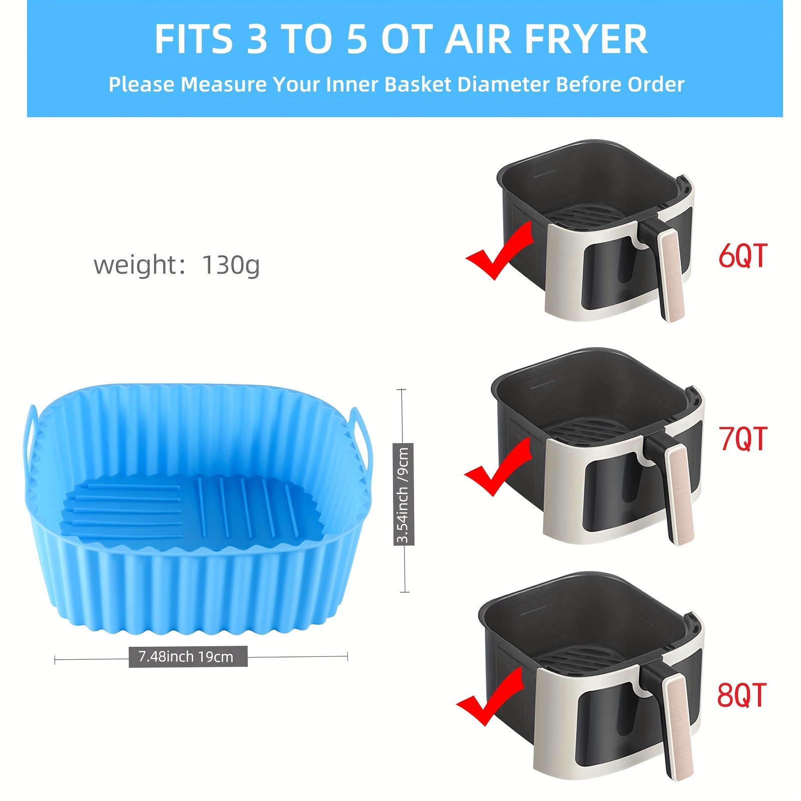 1 square silicone air fryer li - Kitchen Baking Gadgets บทวิจารณ์และราคา
