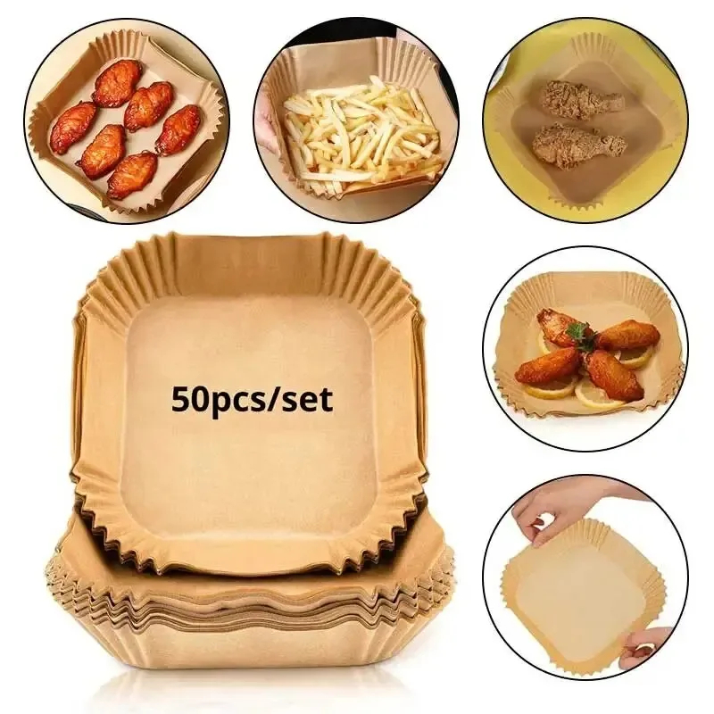 50pcs/set Air Fryer Papers Dis - Kitchen Baking Sheets บทวิจารณ์และราคา