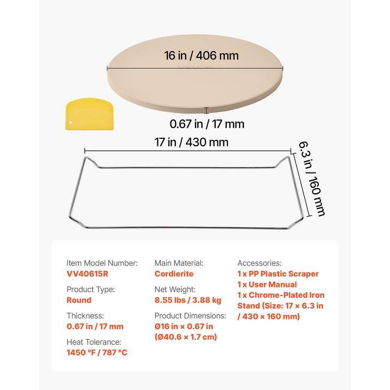 Pizza Stone, 16 in Round Pizza - Kitchen Baking Rack บทวิจารณ์และราคา