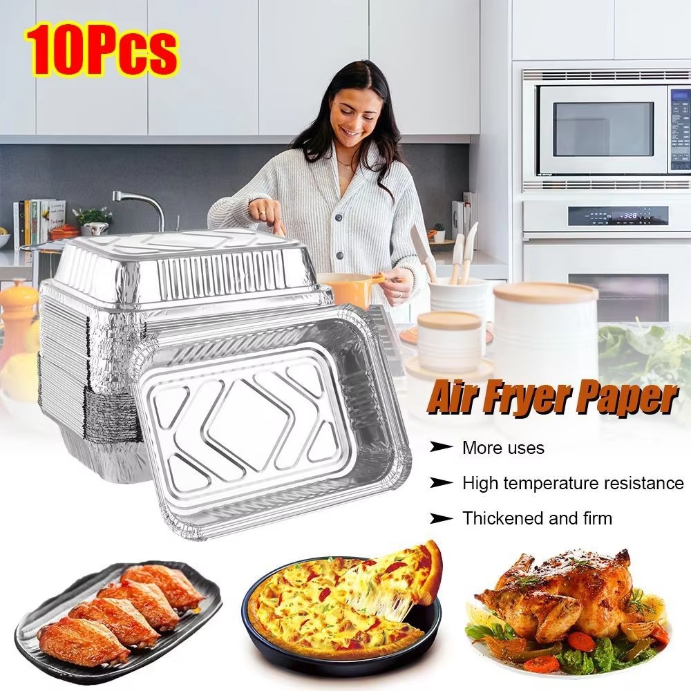 10PCS With Lids Aluminum Foil  - Kitchen Baking Trays บทวิจารณ์และราคา