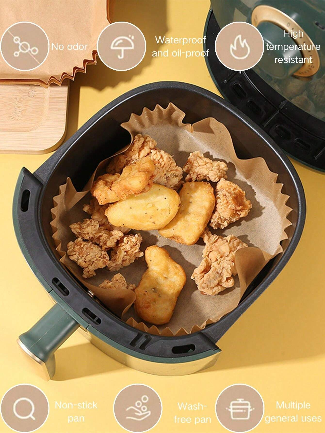 10-200pcs Disposable Air Fryer - Kitchen Baking Sheets บทวิจารณ์และราคา