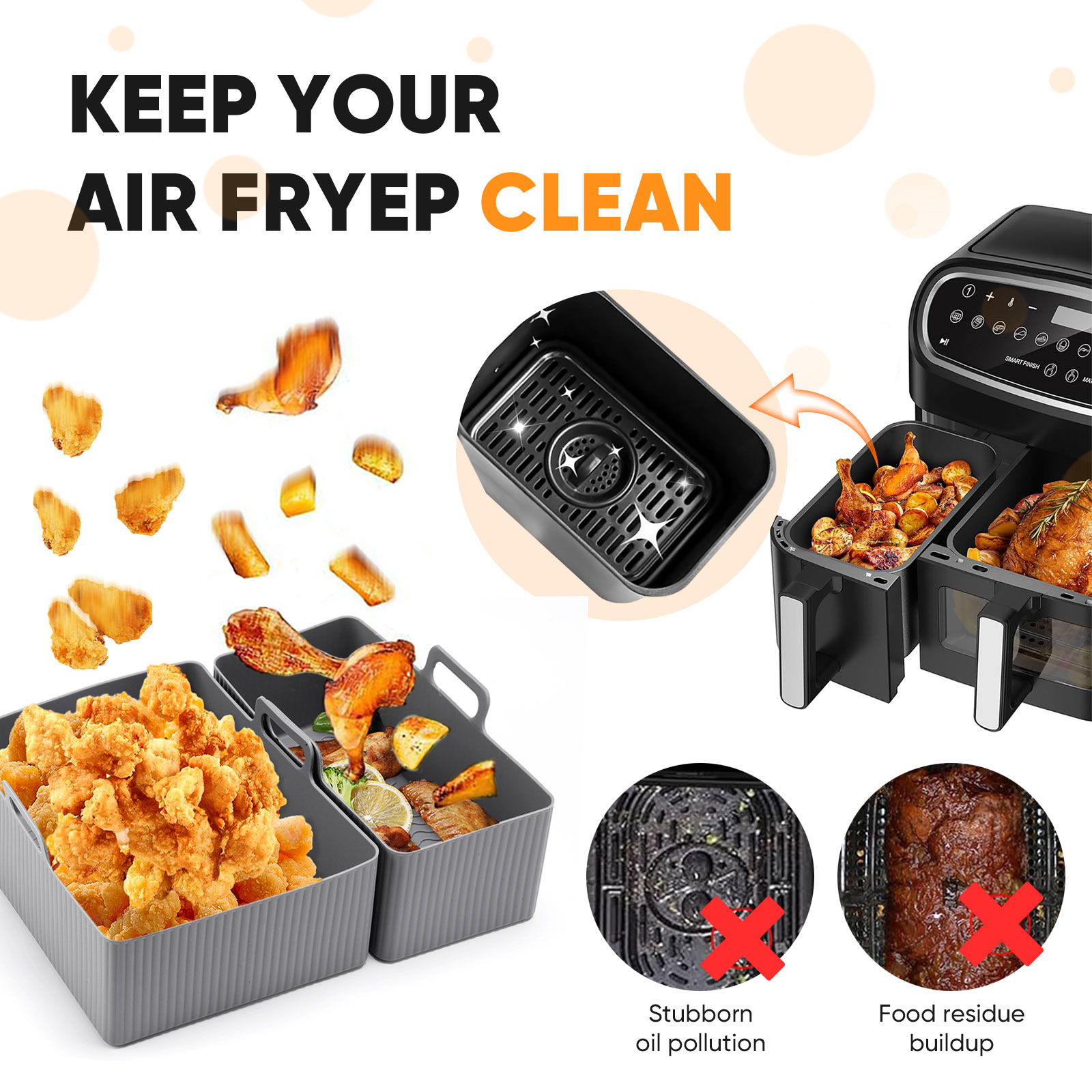 2pcs Set Silicone Air Fryer Ma - Kitchen Baking Tray Set บทวิจารณ์และราคา