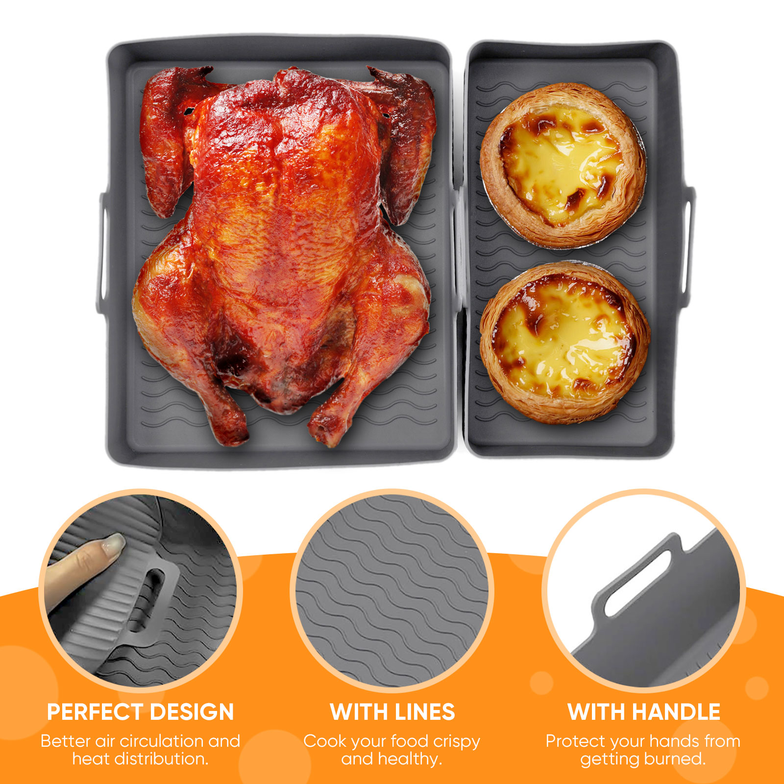 2pcs Set Silicone Air Fryer Ma - Kitchen Baking Tray Set บทวิจารณ์และราคา